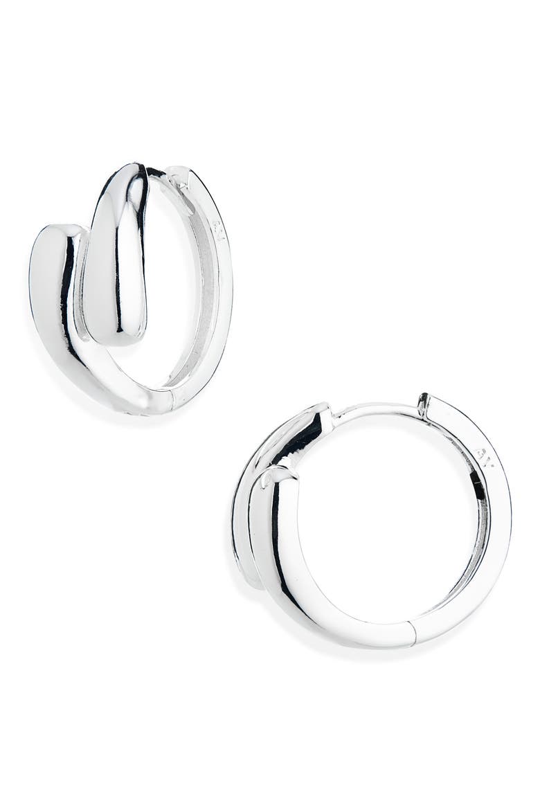 Puffy Huggie Hoop Earrings, Main, color, SILVER