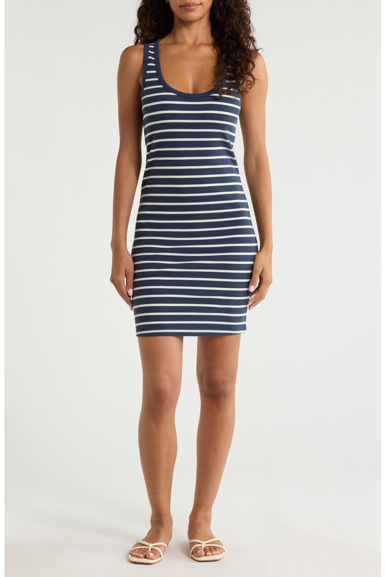 Surfside Rib Stretch Organic Cotton Minidress, Main, color, NORTH LAKE STRIPE