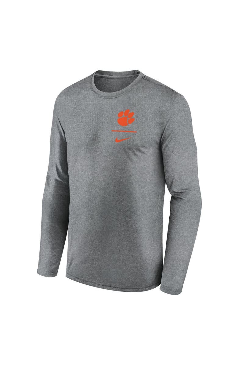 Nike Men's Nike Heather Gray Clemson Tigers Primary Stack Legend Long Sleeve T-Shirt, Alternate, color, Heather Gray