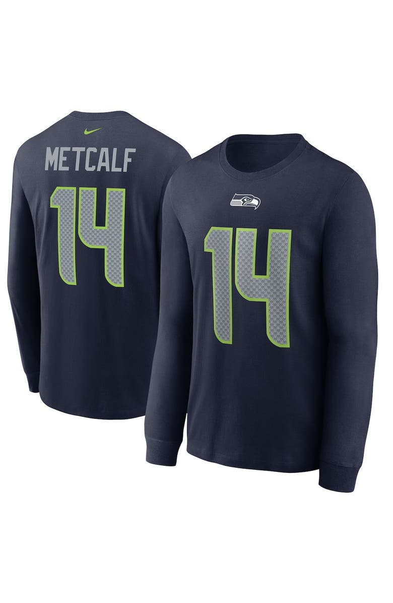 Nike Men's Nike DK Metcalf Navy Seattle Seahawks Player Name & Number Long Sleeve T-Shirt, Main, color, 