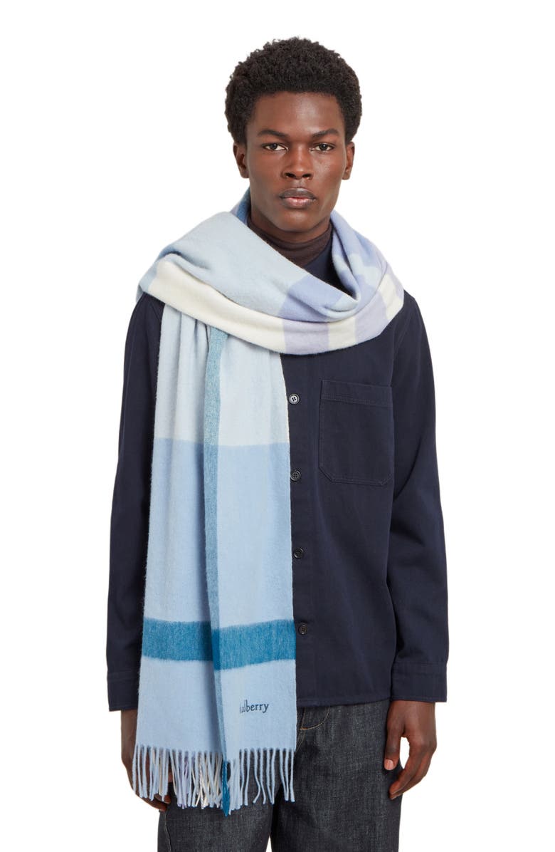 Mulberry Large Check Merino Wool Scarf, Alternate, color,