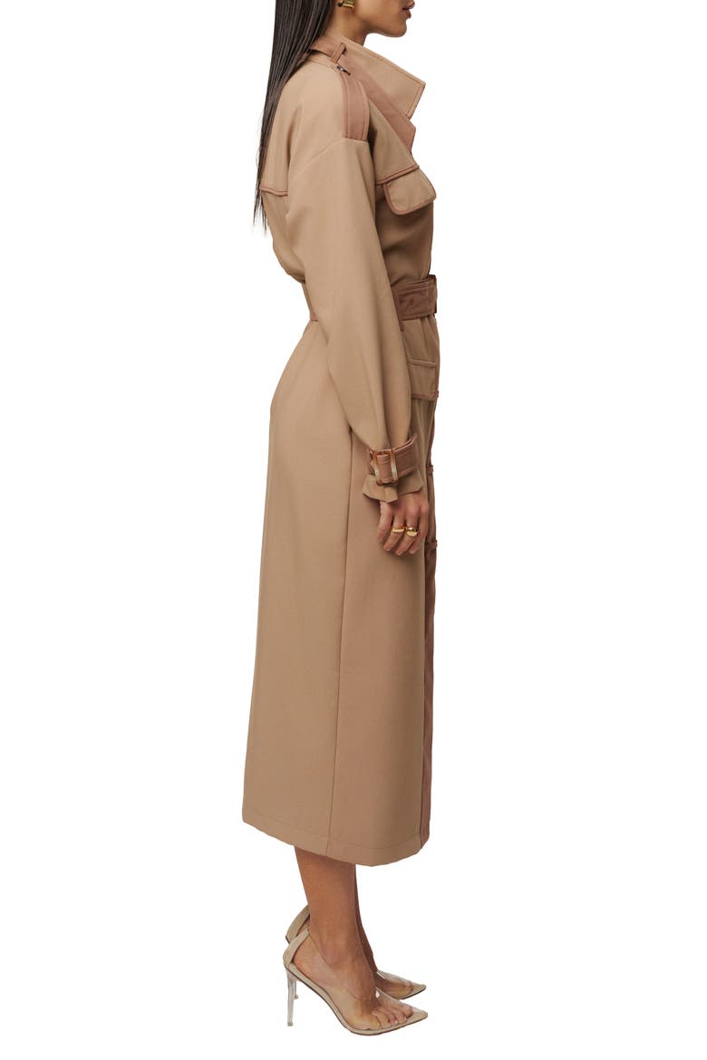 ICON BELTED MIDI DRESS, Alternate, color, BEIGE