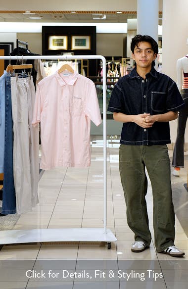 Service Works Script Embroidered Cotton Camp Shirt (Men) | Nordstromrack