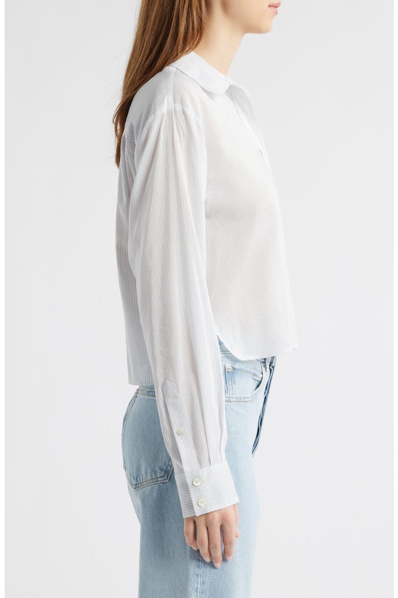 Stripe Cotton & Silk Button-Up Shirt, Alternate, color, LIGHT CHAMBRAY MULTI