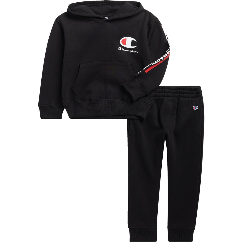 Champion Logo Fleece Hoodie & Joggers Set In Black