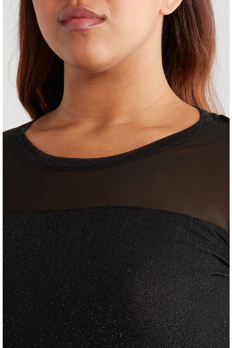 Sparkle Mesh Tee, Alternate, color, BLACK