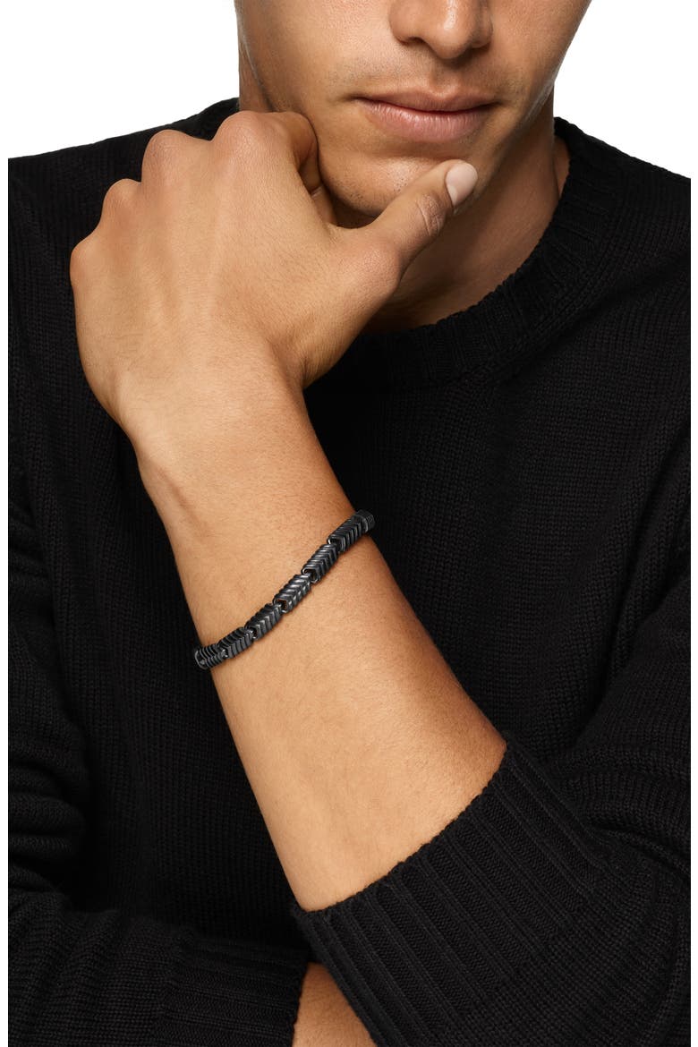 Chevron Link Bracelet in Black Titanium, Alternate, color, BLACK