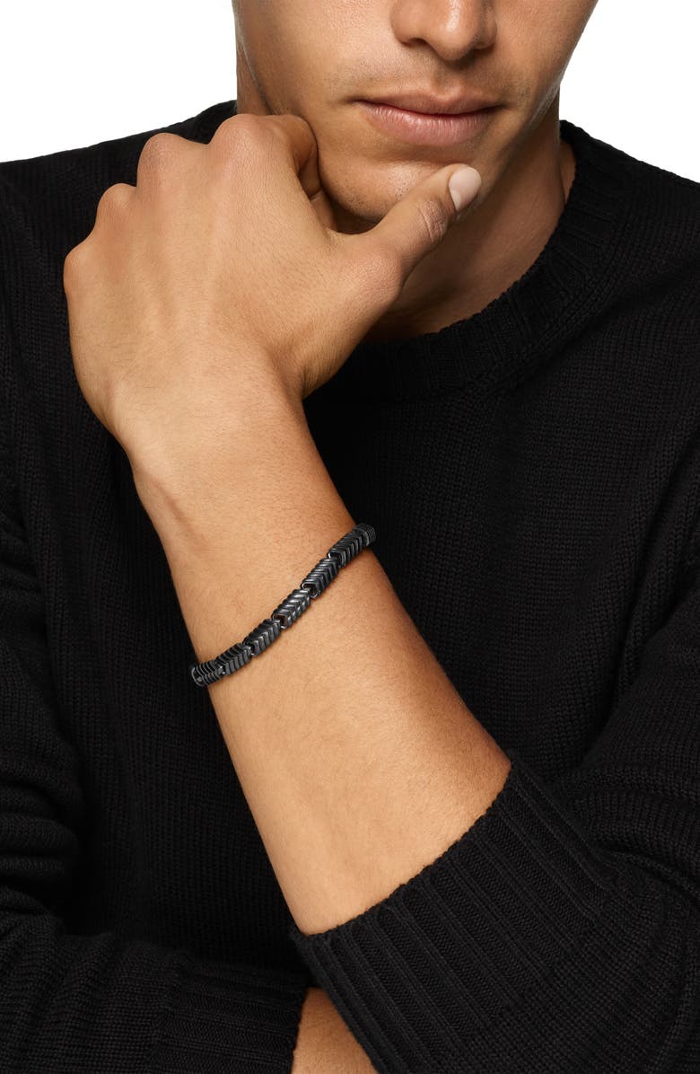 David Yurman Chevron Link Bracelet in Black Titanium, Alternate, color, Black