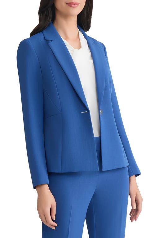 Kasper Stretch Crepe One-button Blazer In Blue