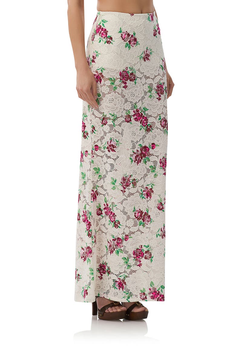 AFRM Caella Floral Lace Maxi Skirt, Alternate, color, Romance Rose