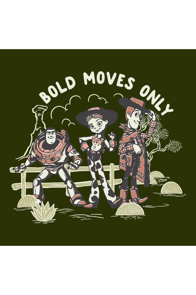 Junior's Toy Story 5 Bold Moves Only  Sweatshirt, Alternate, color, Olive