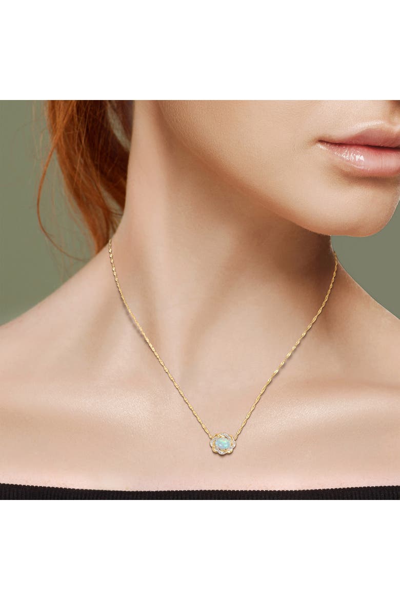 Opal & Diamond Halo Necklace 10K, Alternate, color, 10k Yellow Gold