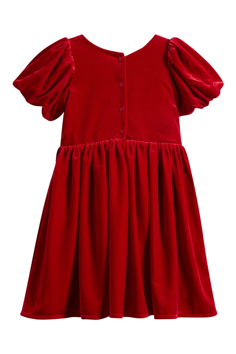 Kids' Bow Front Velvet Dress, Alternate, color, RED