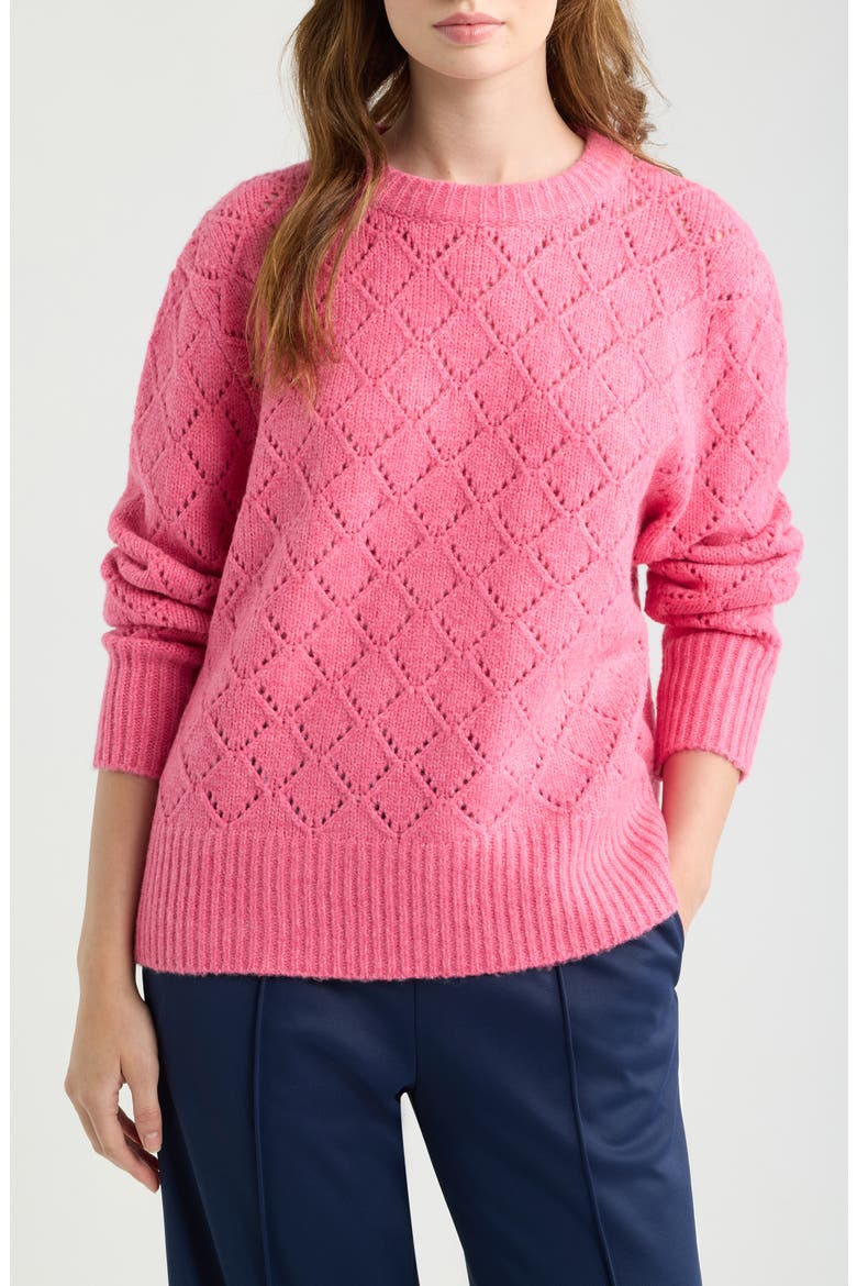 Vitosha Pointelle Crewneck Sweater, Main, color, FUCHSIA