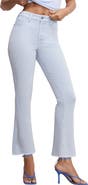 Good American Soft-Tech Good Curve Frayed High Waist Ankle Straight Leg Jeans