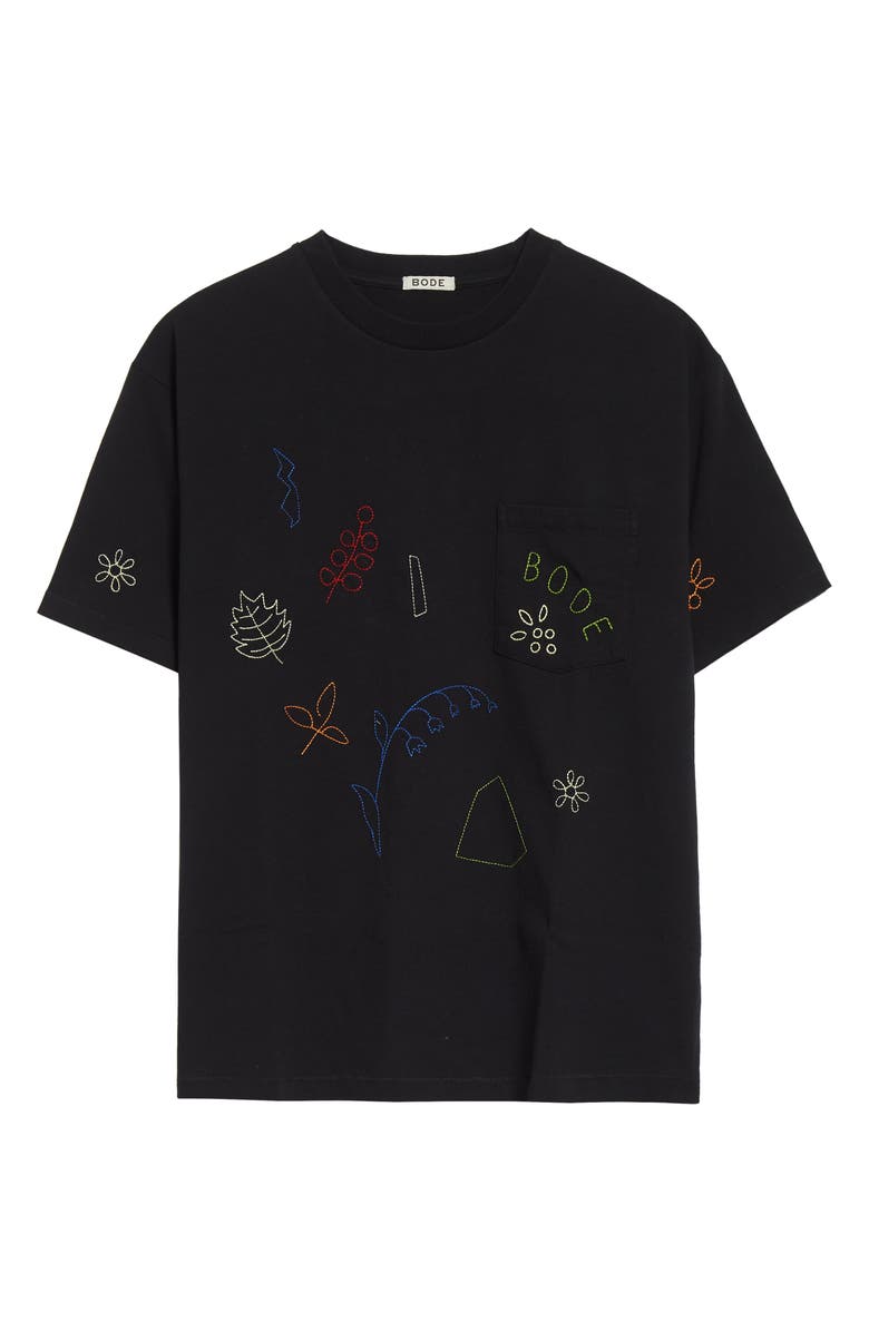 Bode Embroidered Field Guide T-Shirt, Alternate, color, Black