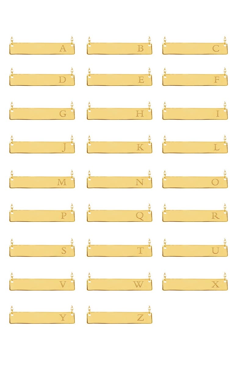 Sterling Forever 14K Yellow Gold Vermeil Bar Initial Necklace - Multiple Letters Available, Alternate, color,