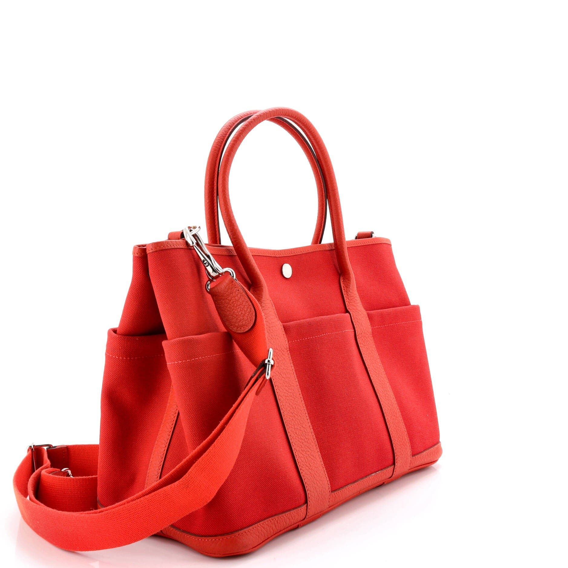 Pre-Owned Hermes Garden Party Pockets Tote Toile and Leather 36, Alternate, color, Rouge Duchesse