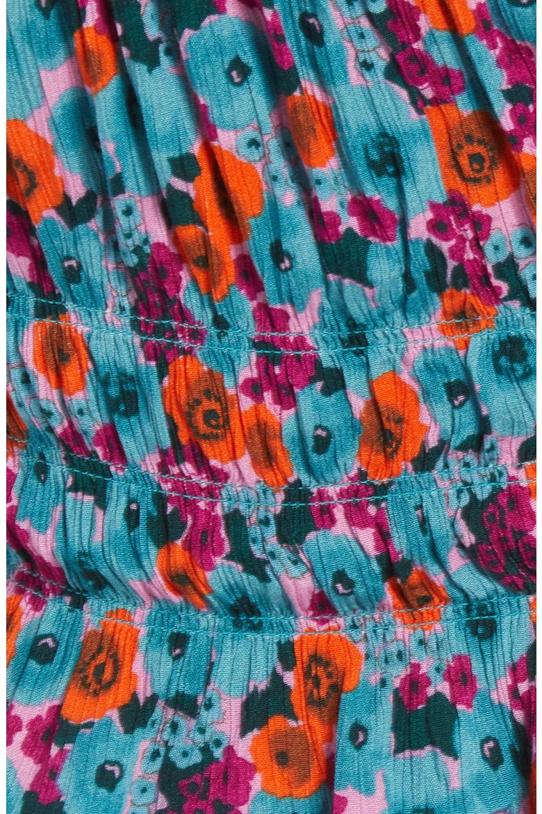 Print Smocked Square Neck Top, Alternate, color, ORANGE FLORAL