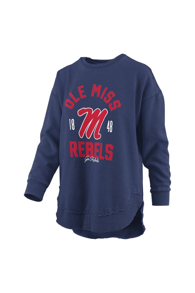 Women's Pressbox  Navy Ole Miss Rebels Blitz Crewneck Sweatshirt, Alternate, color, Navy