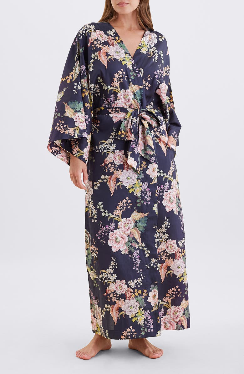 Papinelle Betsy Sateen Maxi Robe, Alternate, color, Navy