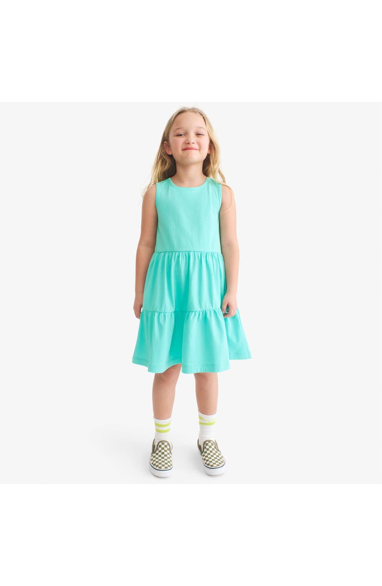 Primary Kids Tiered Tank Dress In Solids, Alternate, color, Seahorse