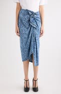 Dries Van Noten Sinas Lasered Stonewash Denim Midi Skirt