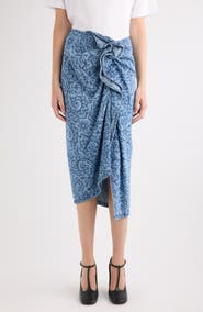 Dries Van Noten Sinas Lasered Stonewash Denim Midi Skirt
