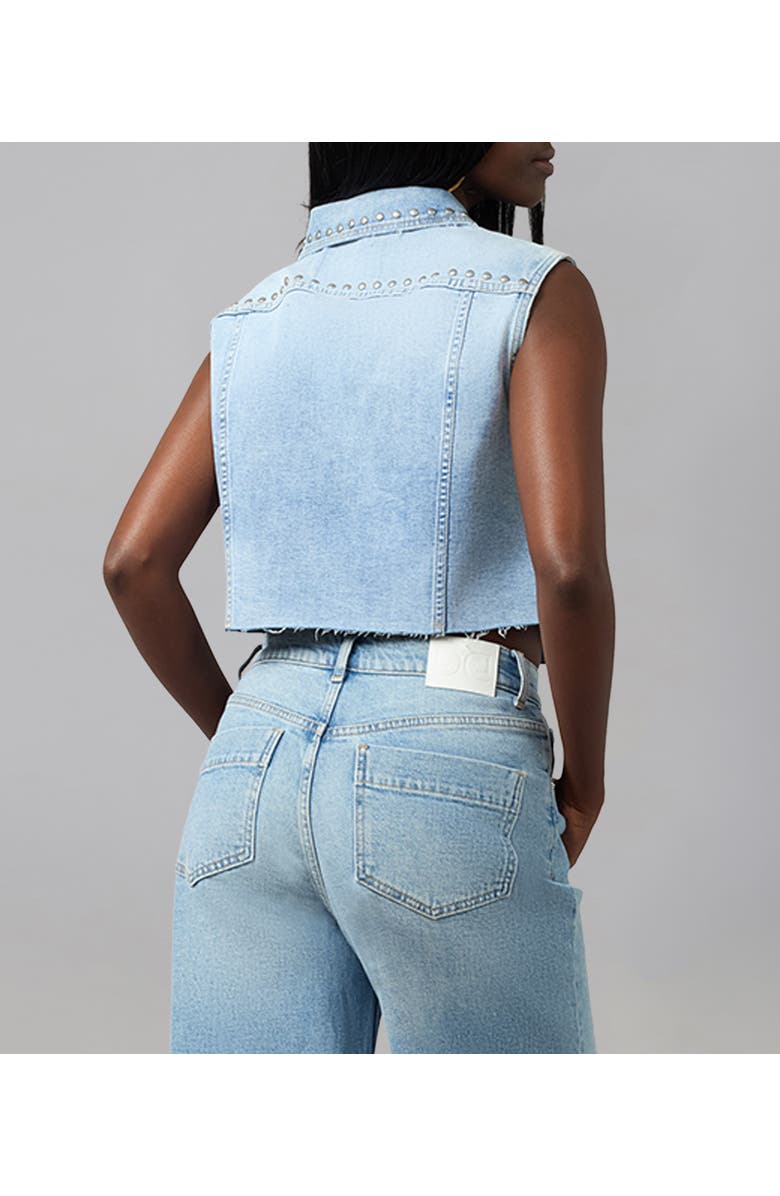 Lola Denim Gabbie Cropped Denim Vest, Alternate, color, Studden Whimsy Blue
