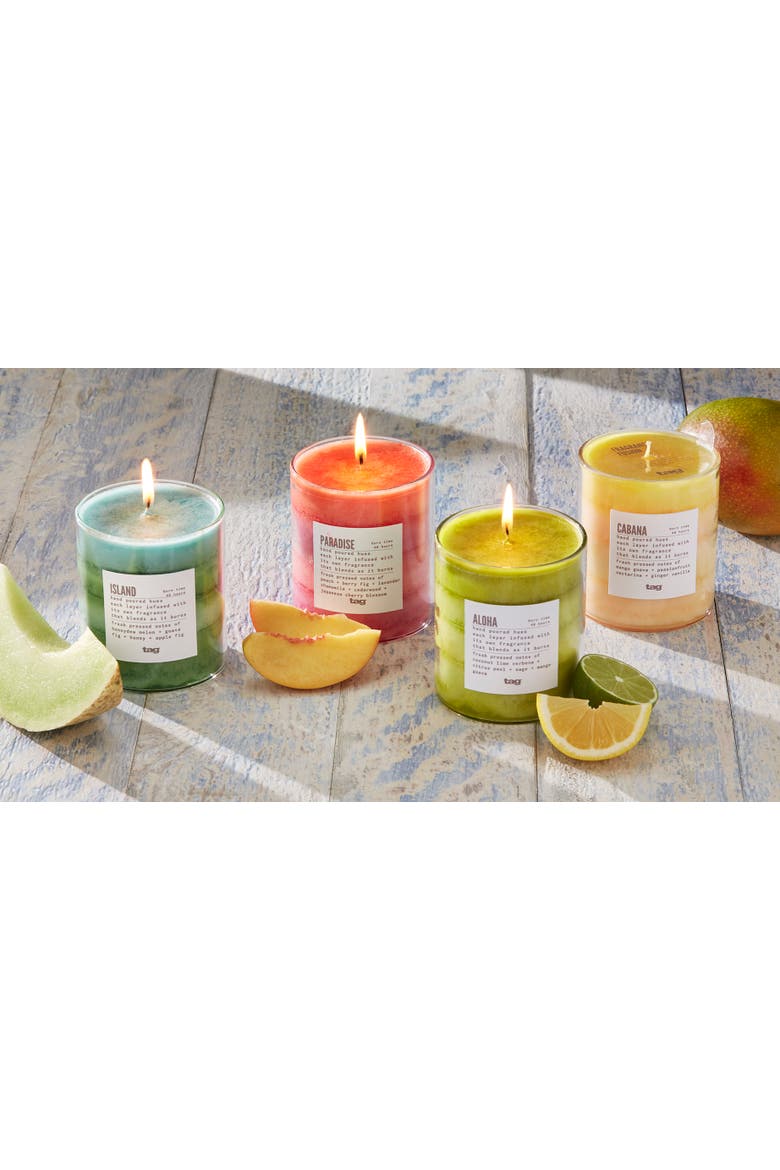 Fragrance Fusion Cabana Flame Scented Jar Candle Yellow, Alternate, color, Yellow
