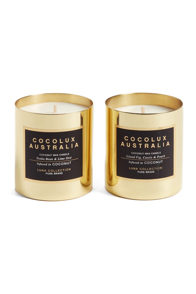 Island Fig, Cassis & Peach & Tonka Bean & Lime Zest Candle Duo, Main, color, NO COLOR