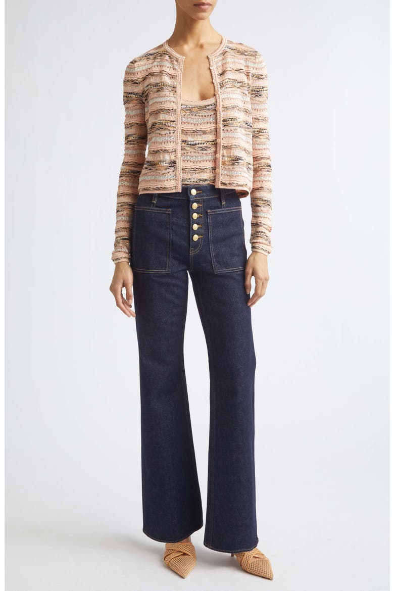 Mia Pointelle Button-Up Cardigan, Alternate, color, HIBISCUS
