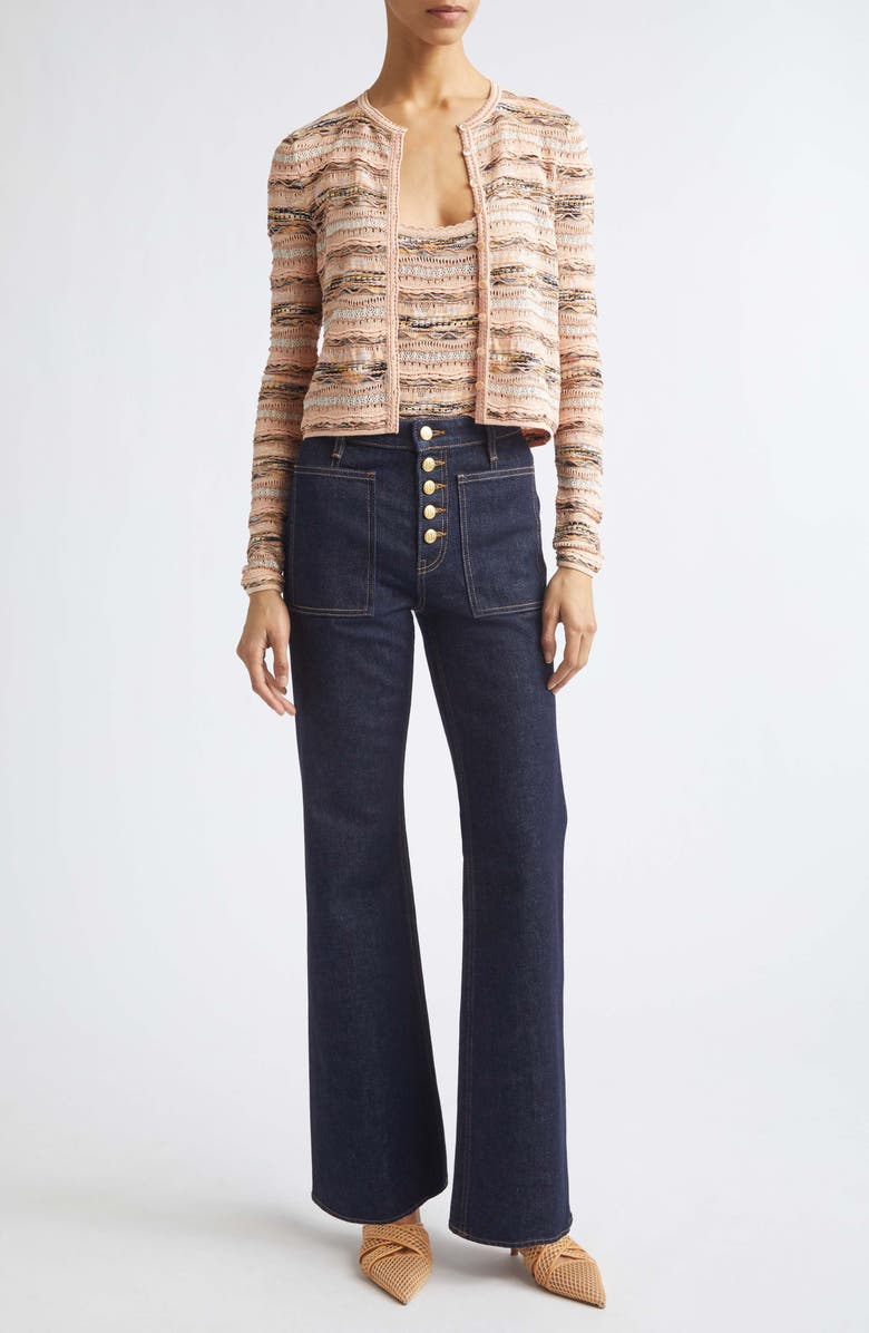 Ulla Johnson Mia Pointelle Button-Up Cardigan, Alternate, color, Hibiscus
