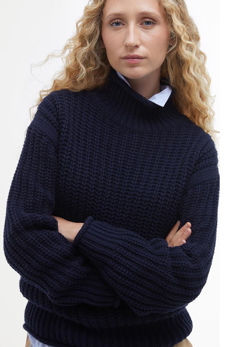 Barbour Rockcliffe Cotton & Wool Blend Sweater, Alternate, color, Navy