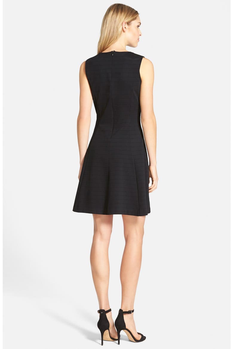Ponte Fit & Flare Dress, Alternate, color, BLACK
