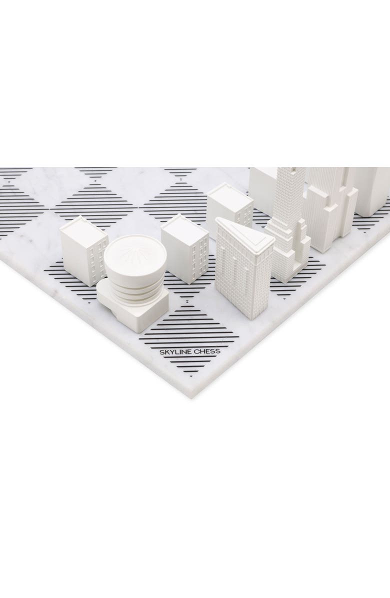 SKYLINE CHESS Chess Set Acrylic LONDON vs NEW YORK with Marble Hatch Board, Alternate, color, White