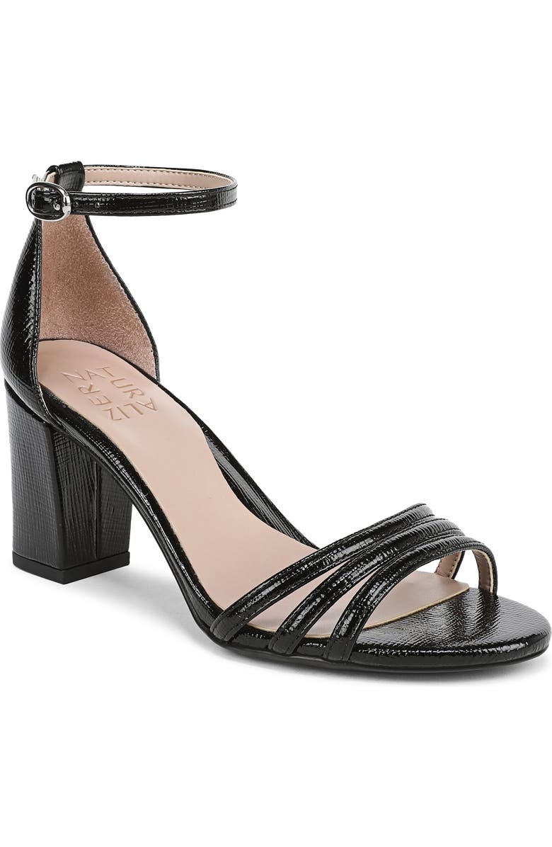 Naturalizer Heidi Sandal, Main, color, Black Textured Faux Leather