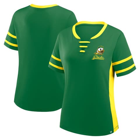 Women's Fanatics Green/Yellow Oregon Ducks Be Fearless Athena Lace-Up T-Shirt
