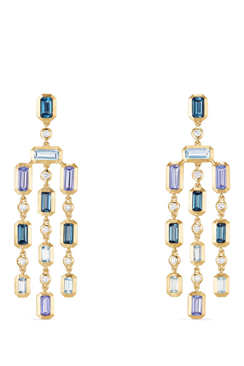 Novella Earrings with Diamonds, Main, color, GOLD/ DIAMOND/ BLUE TOPAZ