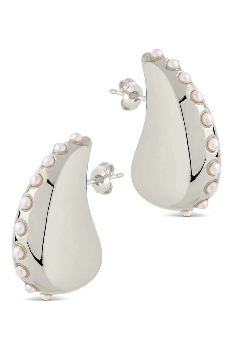 Raze Freshwater Pearl Drop Stud Earrings, Alternate, color, SILVER