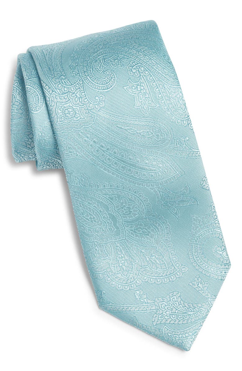 Canali Paisley Silk Tie, Main, color, Light Blue