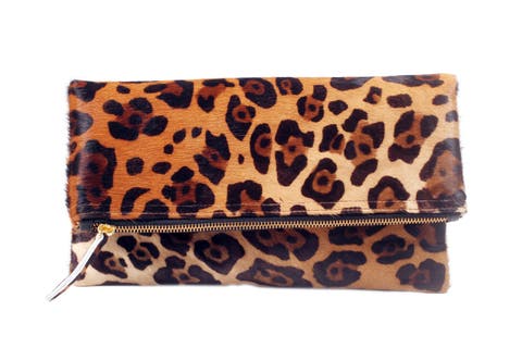 Leopard Leather Clutch