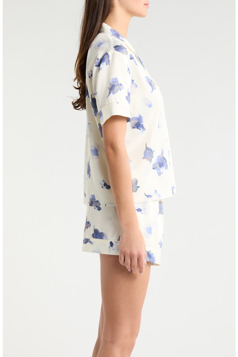 Satin Short Pajamas, Alternate, color, PURPLE WATERCOLOR BLOSSOM
