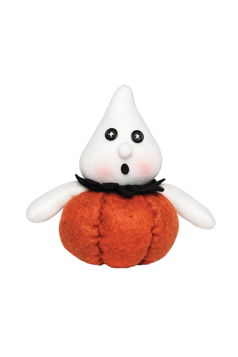 Ghost Pumpkin Small Decorative Halloween Cute Figurine 5" x 7", Main, color, Orange