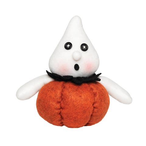 Ghost Pumpkin Small Decorative Halloween Cute Figurine 5" x 7"