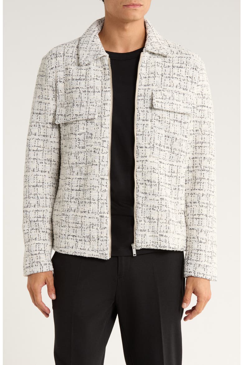 Textured Knit Zip Jacket, Main, color, CREAM
