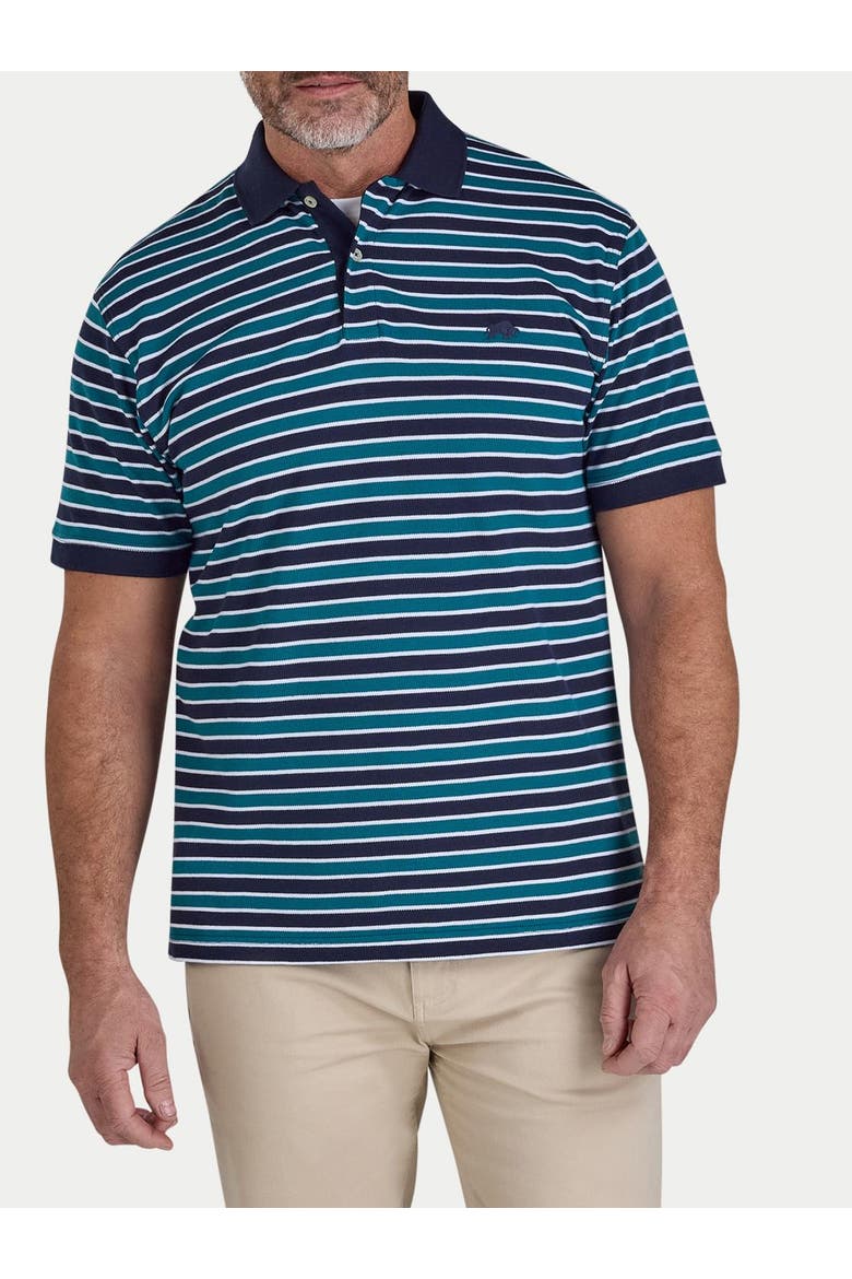 Triple Stripe Pique Polo Shirt, Alternate, color, Navy