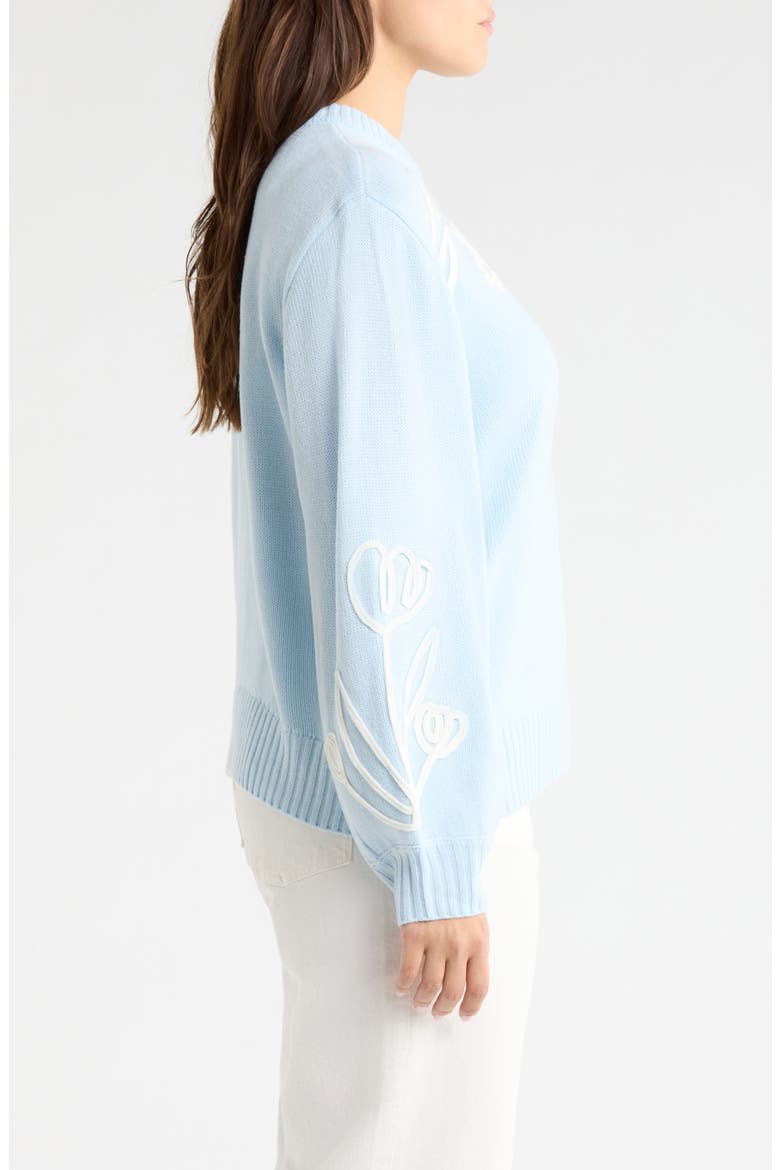 Celestial Floral Embroidered Sweater, Alternate, color, BLUE-IVORY
