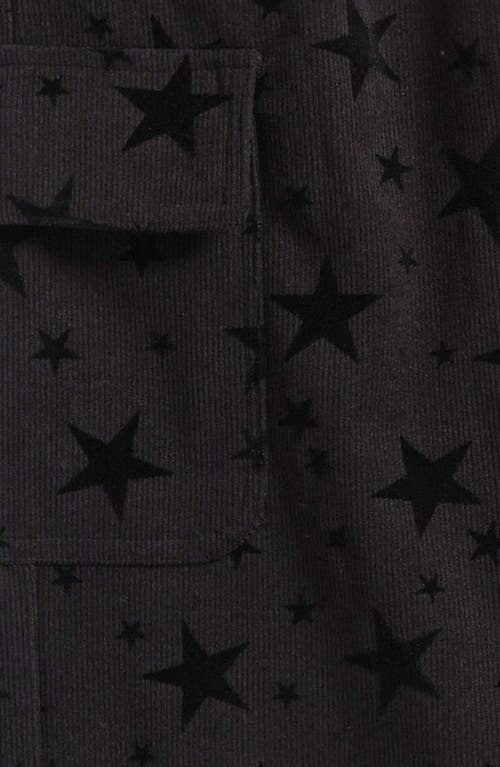 Tractr Kids' Star Print Wide Leg Corduroy Cargo Pants In Black