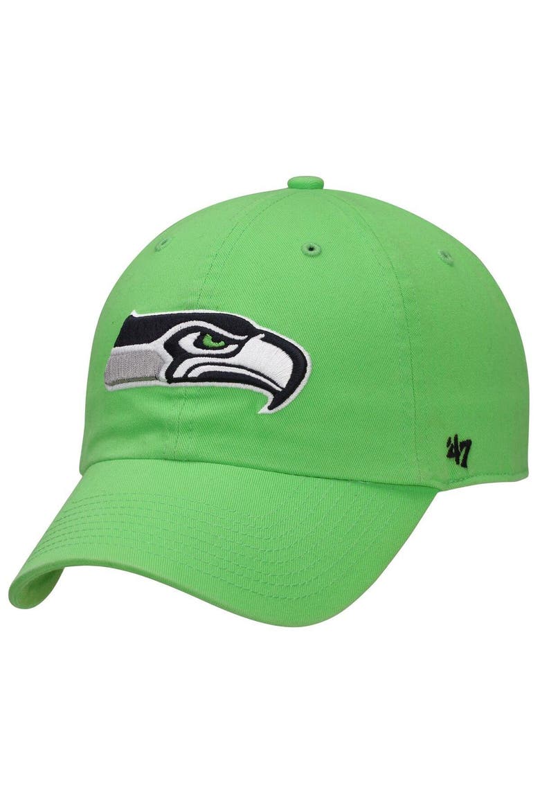 Seattle Seahawks '47 Brand Clean Up Adjustable Hat - Neon Green, Alternate, color, NEON GREEN